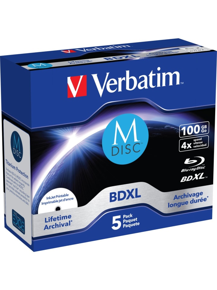 COFI 1453 Verbatim M-DISC BD-R XL 100GB/1-4x Jewelcase (5 Disc) in Blau günstig kaufen onesize
