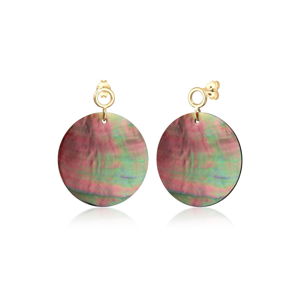 Elli Elli Boucles d'Oreilles Femme Pendentif Jouant avec un Disque de Nacre en Argent  Boucles d'oreilles