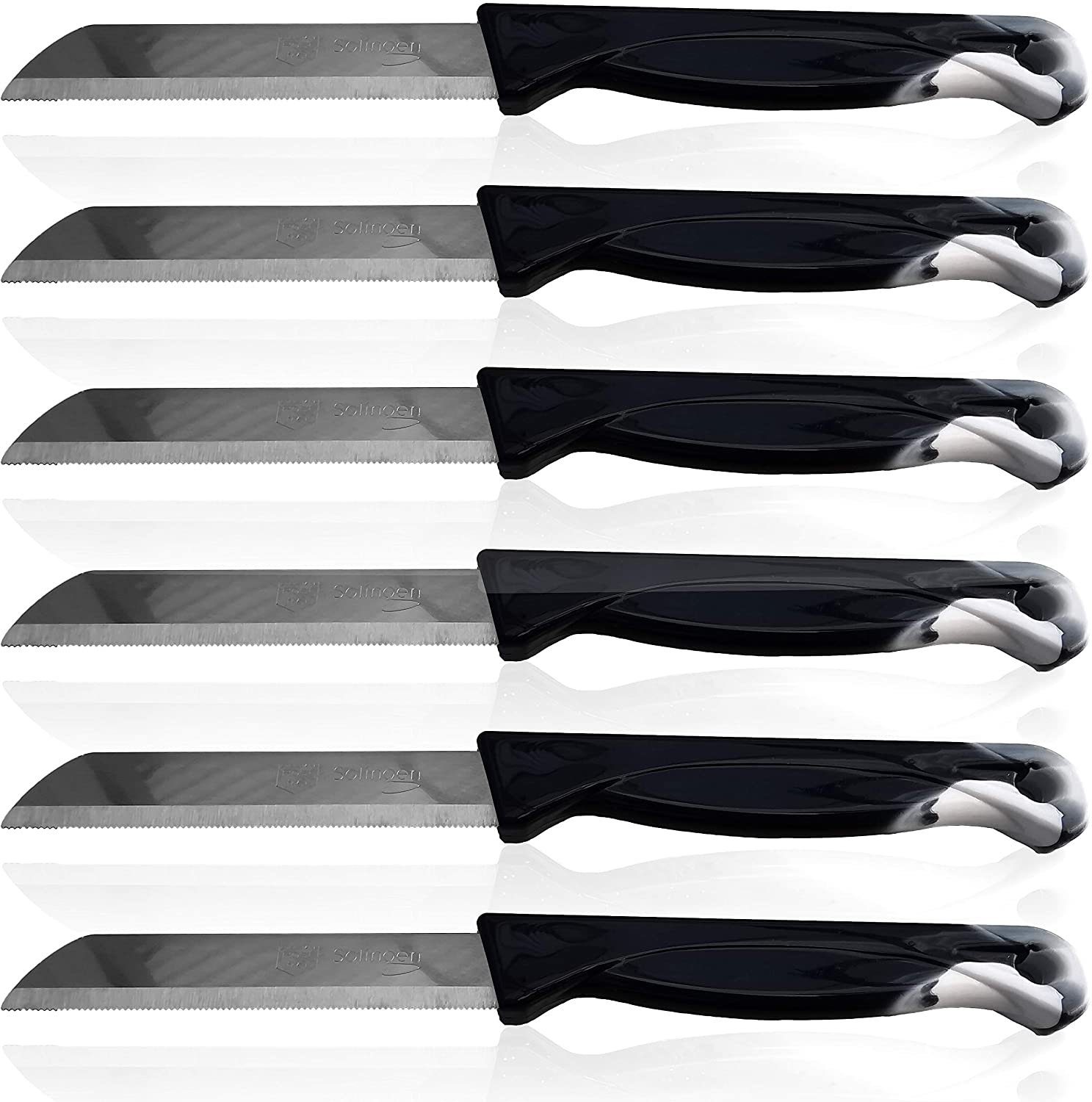 Fiora Allzweckmesser Solingen Obstmesser Gemüsemesser Edelstahl rostfrei Küchenmesser Tafelbesteck Messerset Alltagsmesser 6er Set, Härtegrad: HRC 54, Edelstahl Rosfrei