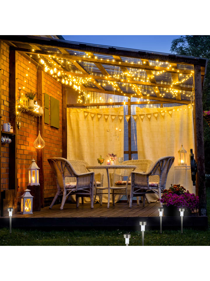 relaxdays 10x Solarleuchte weißes Licht in Silber günstig kaufen onesize