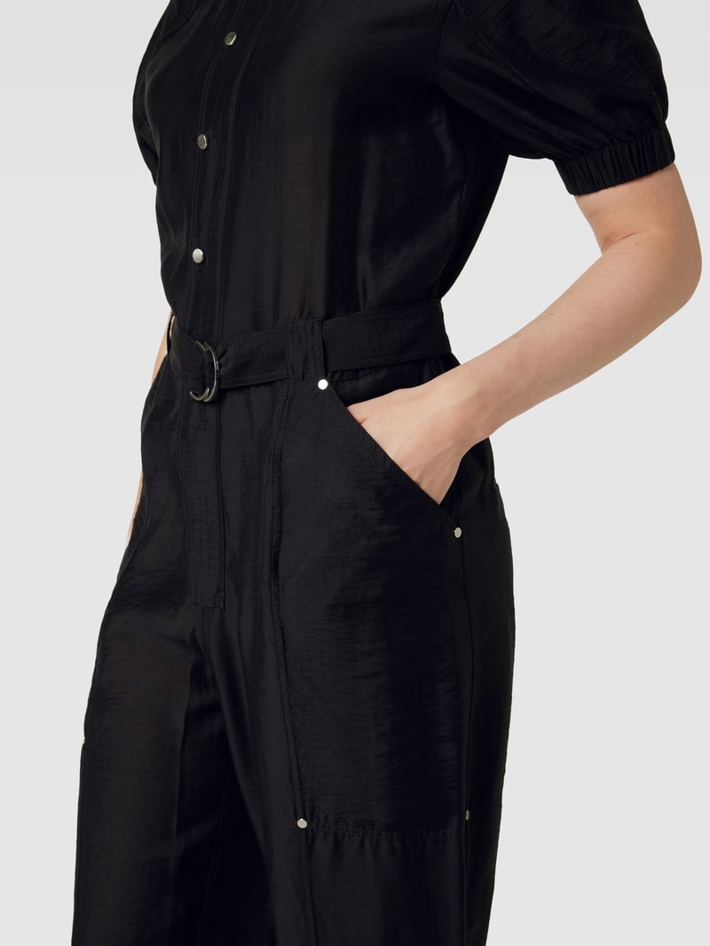 Jumpsuit mit Bindegürtel Modell 'Diretta' in schwarz