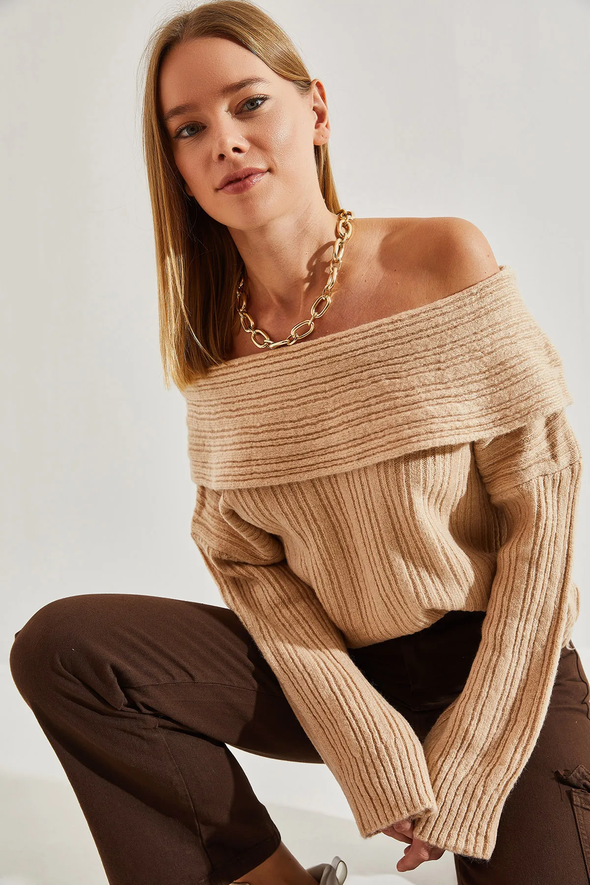 Bianco Lucci  Damenpullover mit Rüschenkragen
