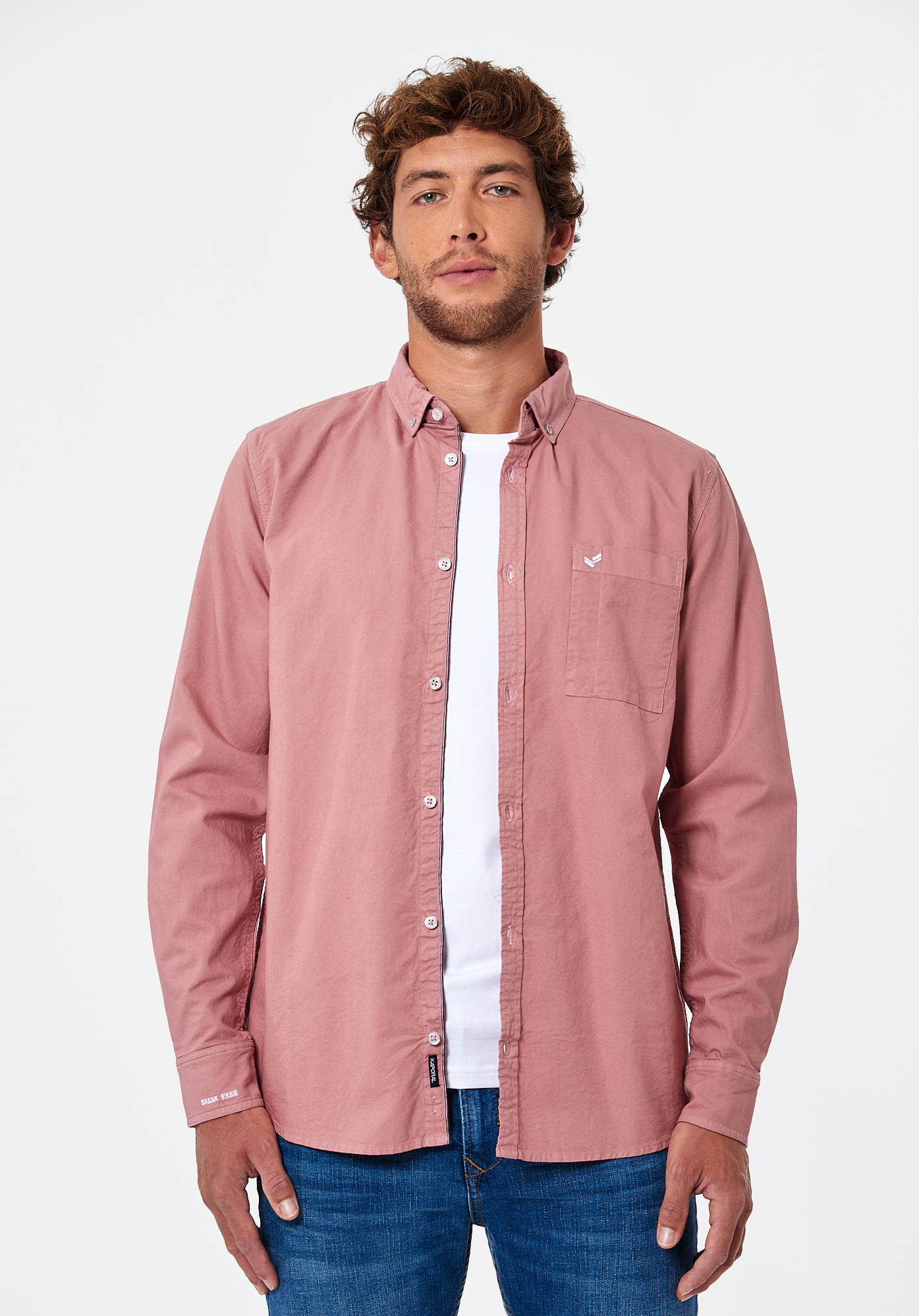 TOMEK  Chemise vieux rose Homme en 100% coton