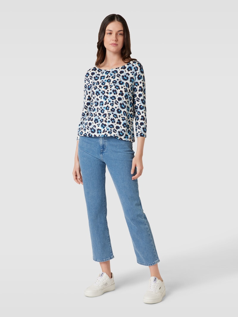 T-Shirt mit Animal-Print in dunkelblau