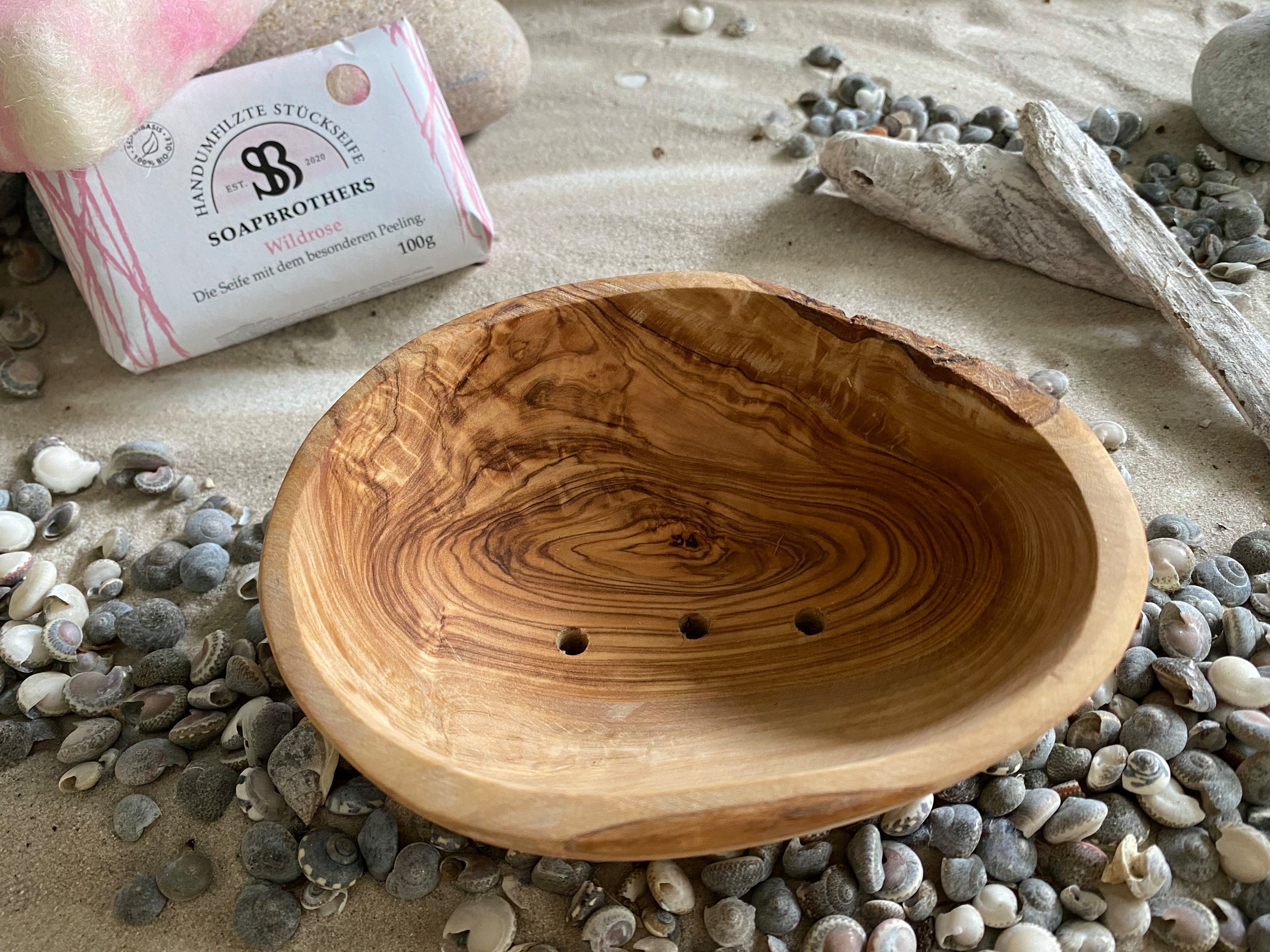 Soapbrothers Seifen-Set Geschenk-Box Naturkosmetik und Olivenholzseifenschale 8 versch. Düfte, 2-tlg., Naturkosmetik