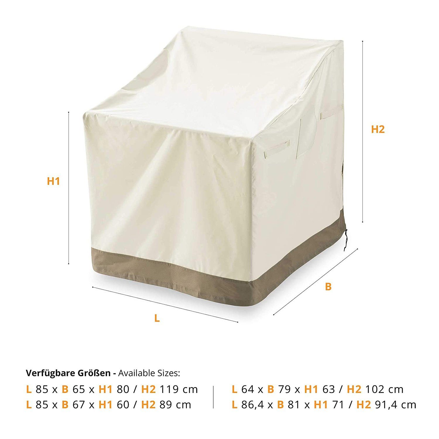 Lumaland Gartenmöbel-Schutzhülle Abdeckung für Patio Stühle, robuste Schutzhülle für Gartenmöbel Oxford 600D 280 g/m² Wasserdicht
