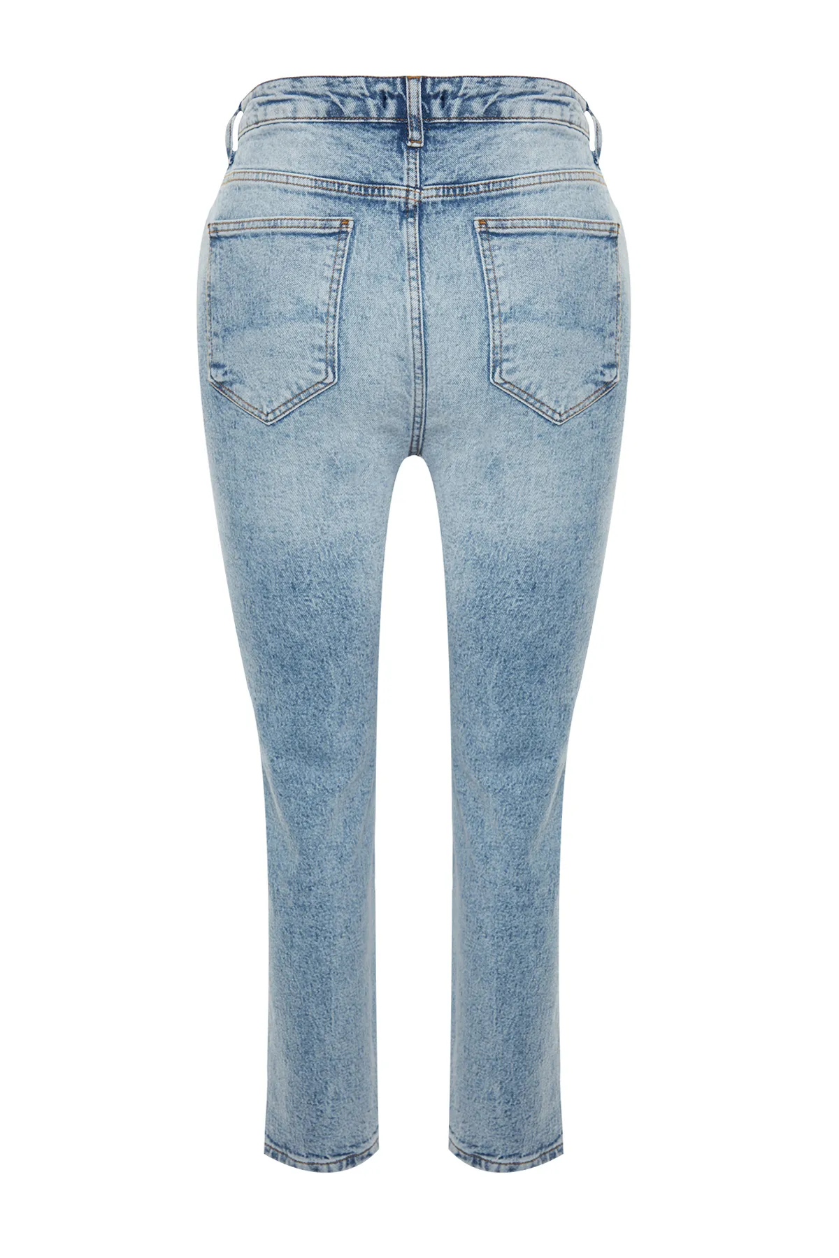 Trendyol Curve  Blaue Mom-Fit-Jeans mit hoher Taille TBBAW24CJ00050