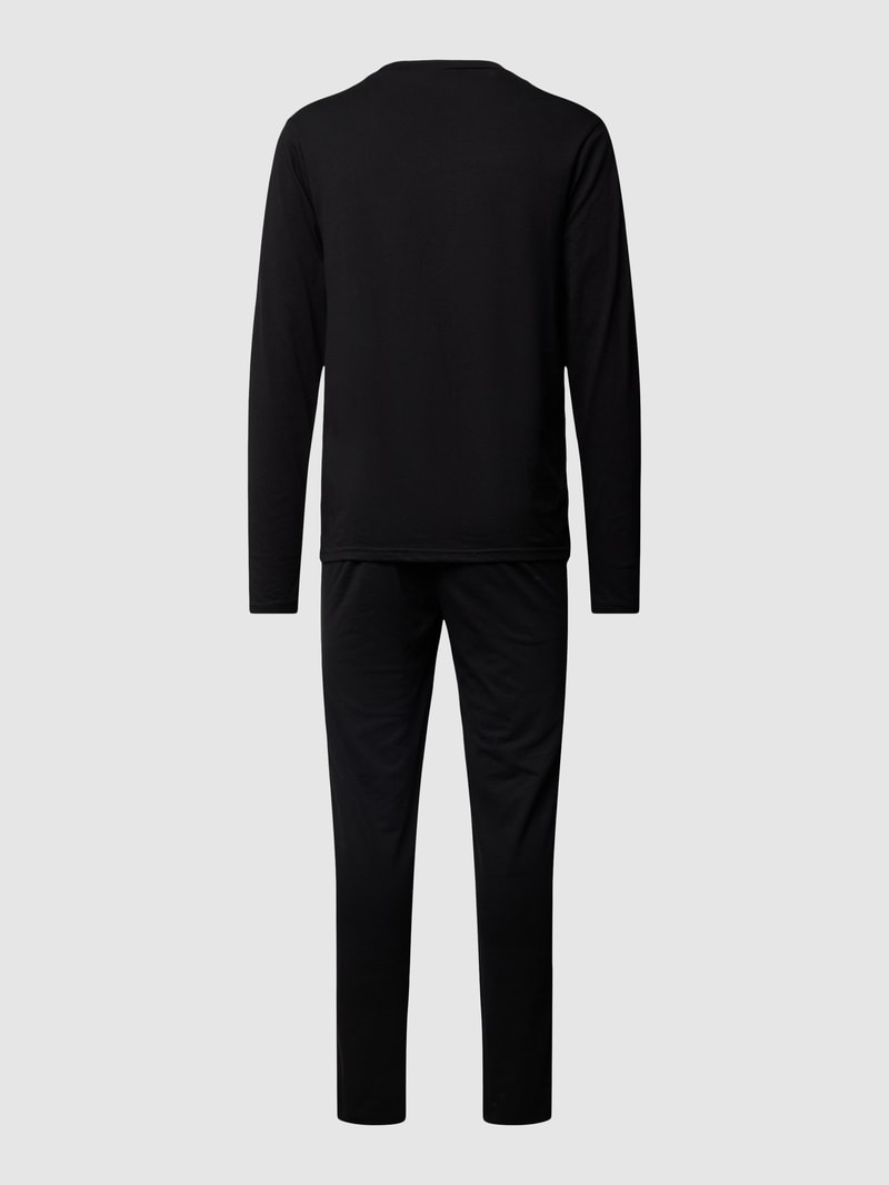 Pyjama mit Rundhalsausschnitt Modell 'BASIC LABEL' in schwarz