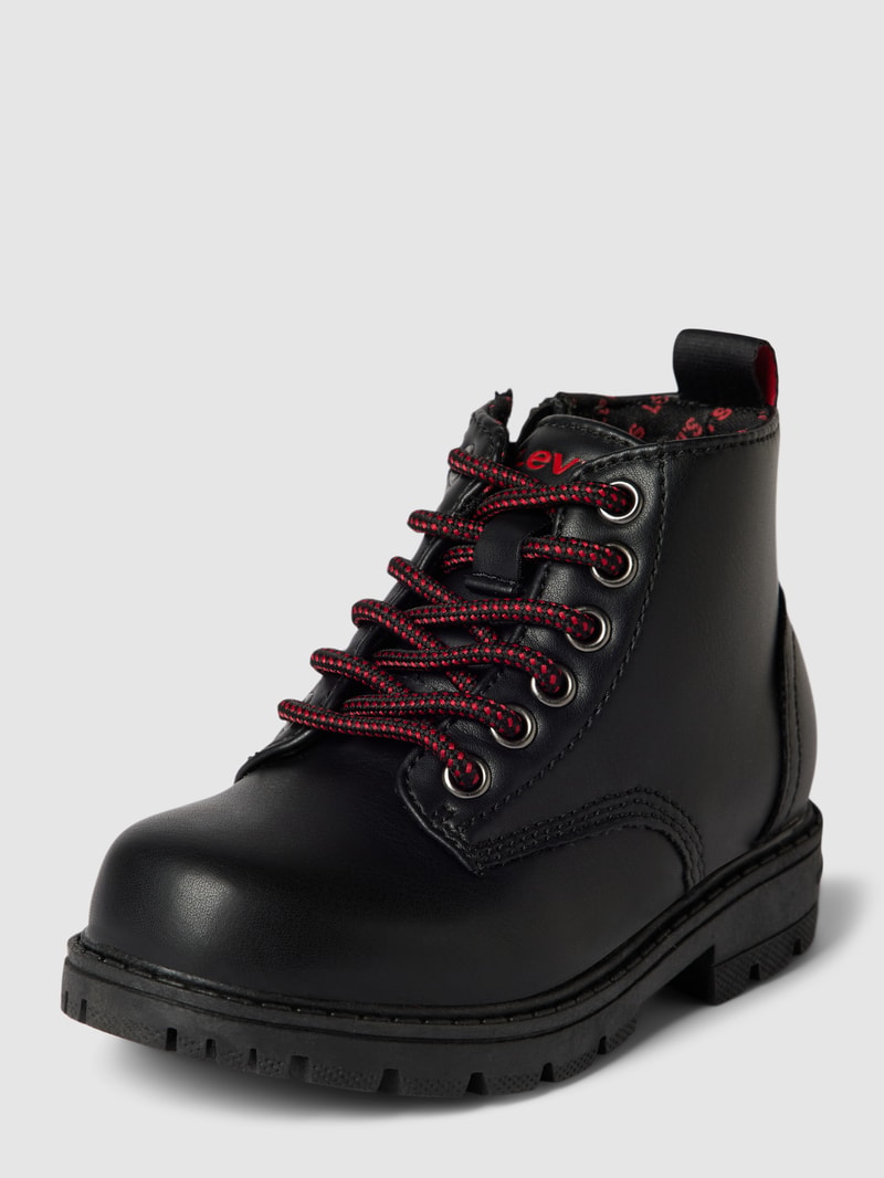 Schnürboots mit Label-Print Modell 'CATHERINE' in schwarz