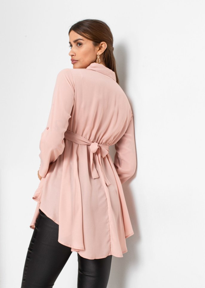 Longbluse mit Gürtel mit recyceltem Polyester
