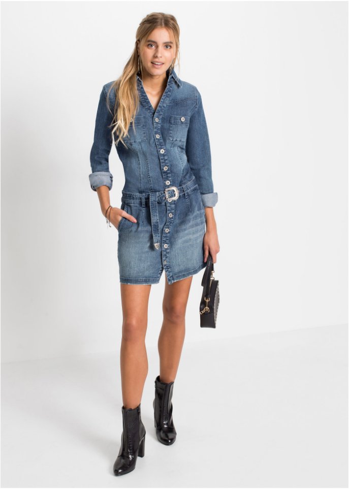 Jeans Kleid mit Gürtel
