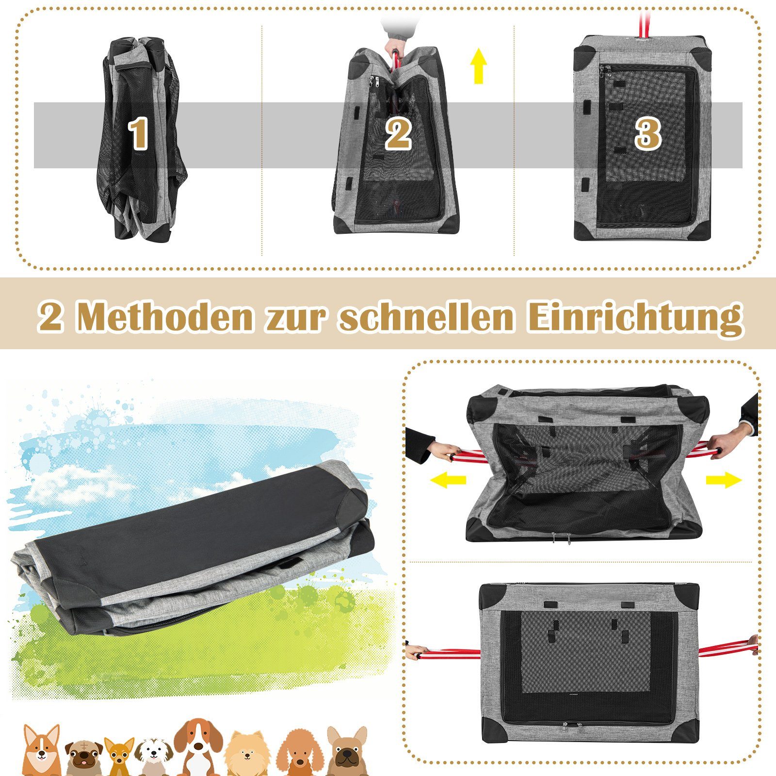 COSTWAY Tiertransporttasche Hundebox bis 15,00 kg, M bis 15 kg