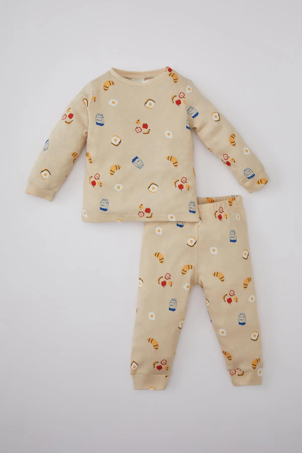 DeFacto  Pyjama-Set mit Waffelmuster und Lebensmittelaufdruck für Babys, langärmlig, C0730a524sp