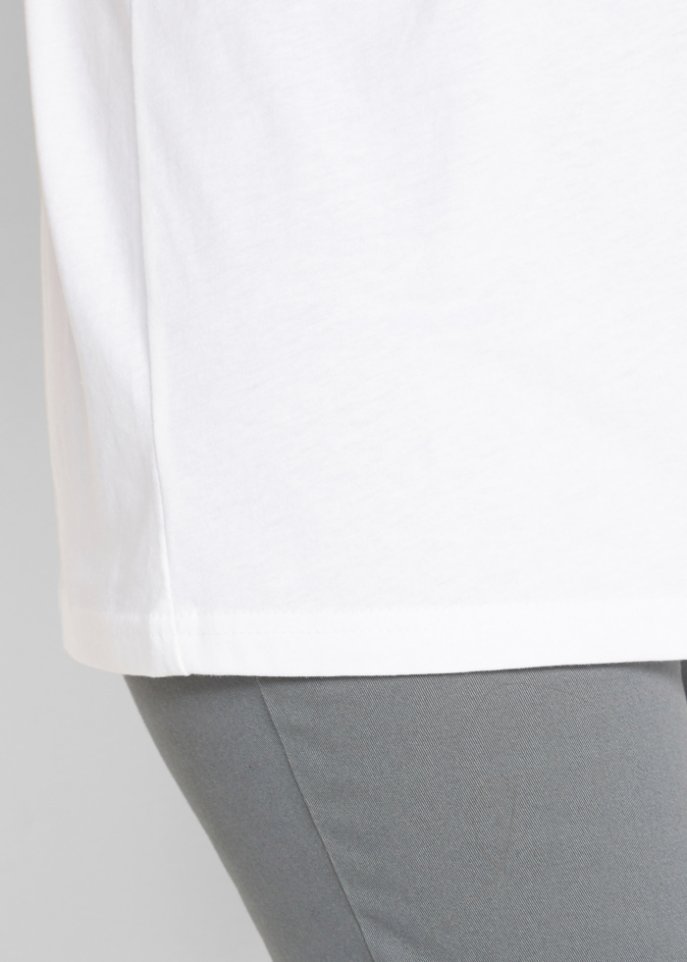Weites Long-Shirt mit V-Ausschnitt, Kurzarm (5er Pack)