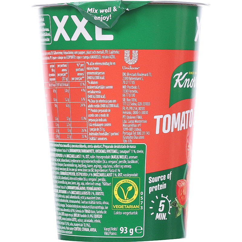 Knorr Tomat & mozzarella big snack pot 93 g Knorr