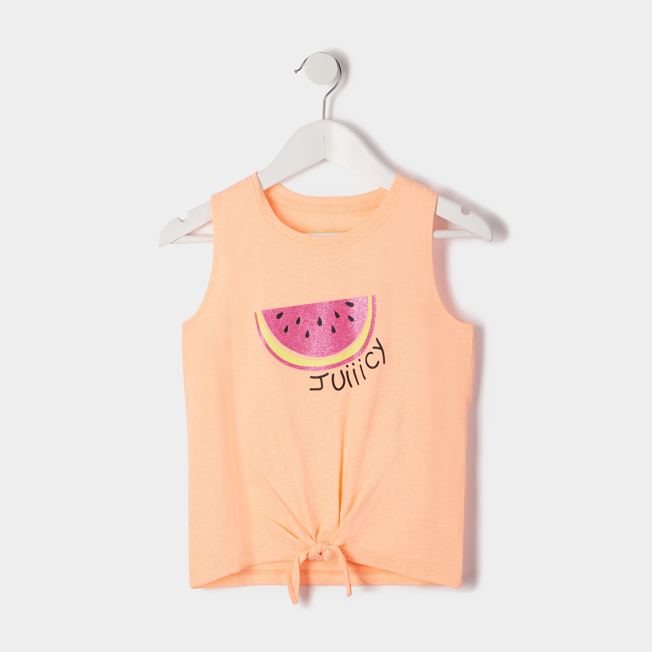 Débardeur noué orange fluo fille | La Halle
