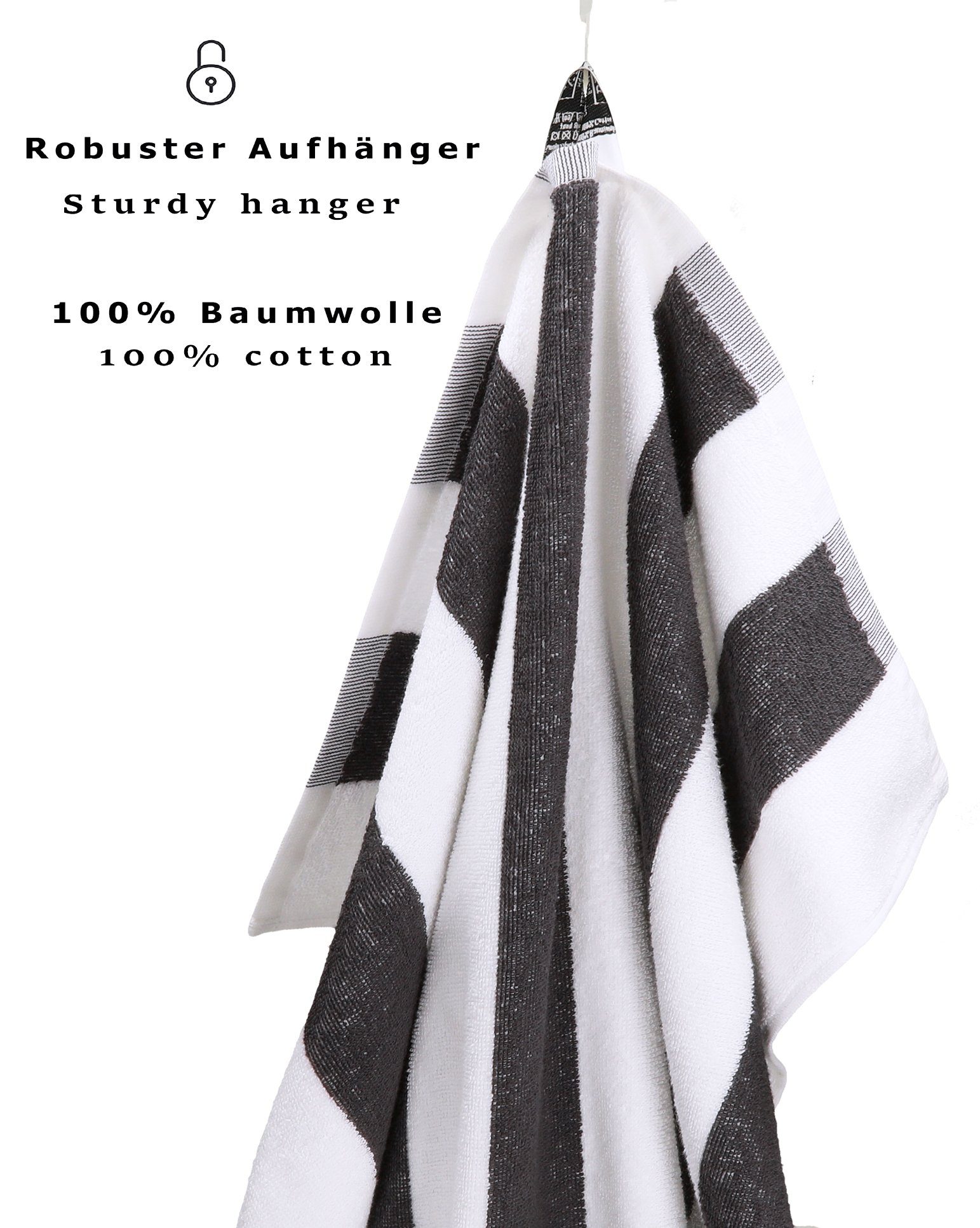 Betz Saunatuch 2 Stück Badetücher XXL Berlin mit Streifen Größe 70 x 180 cm, 100% Baumwolle