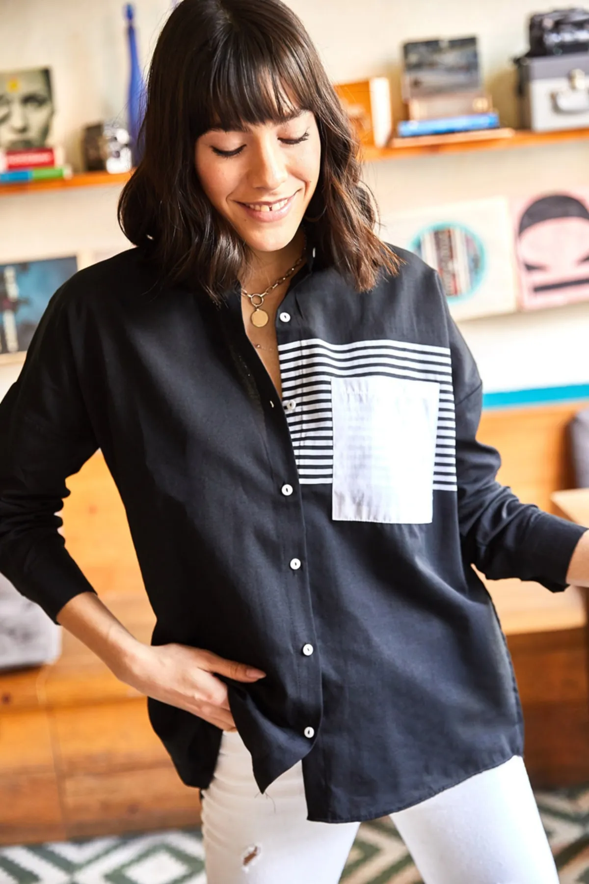Olalook  Hemd - Schwarz - Oversized