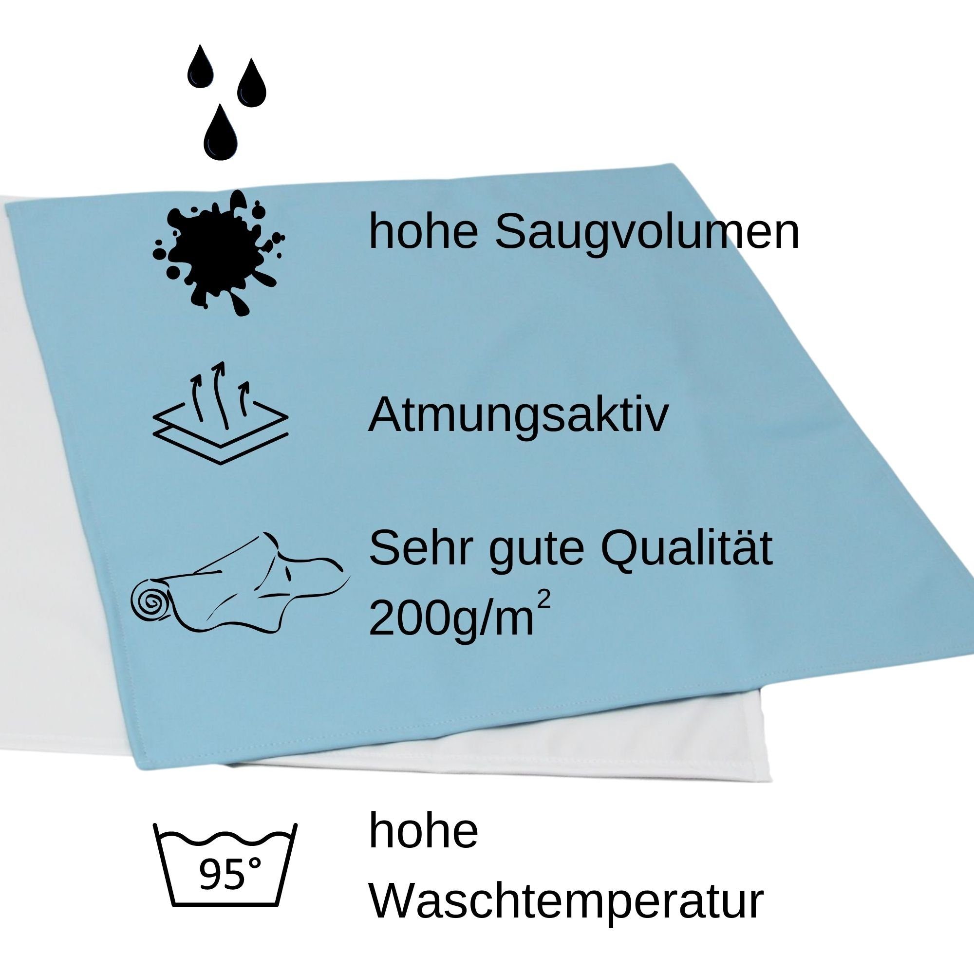 Inkontinenzauflage SENIORI Inkontinenzunterlage WASCHBAR wasserdicht Matratzenauflage Seniori, 50x50cm für Stuhl Weiß