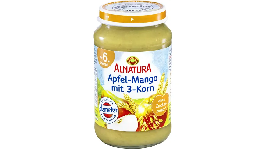 Alnatura Bio Apfel-Mango mit 3-Korn Babygläschen 190 g
