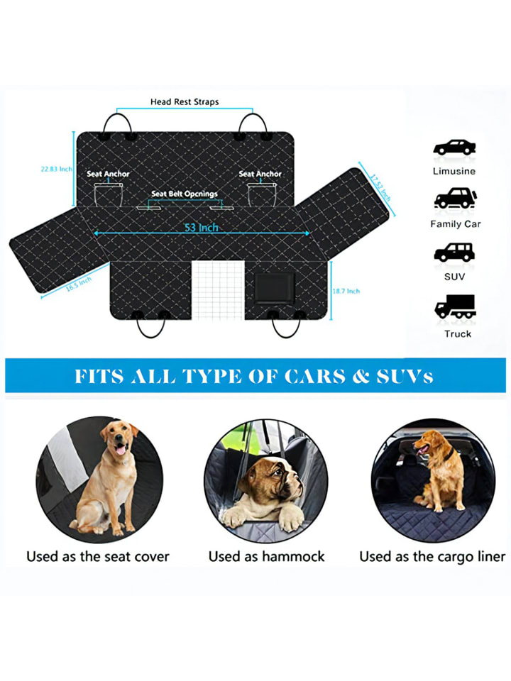 Intirilife Rücksitz Hundedecke in Schwarz günstig kaufen onesize