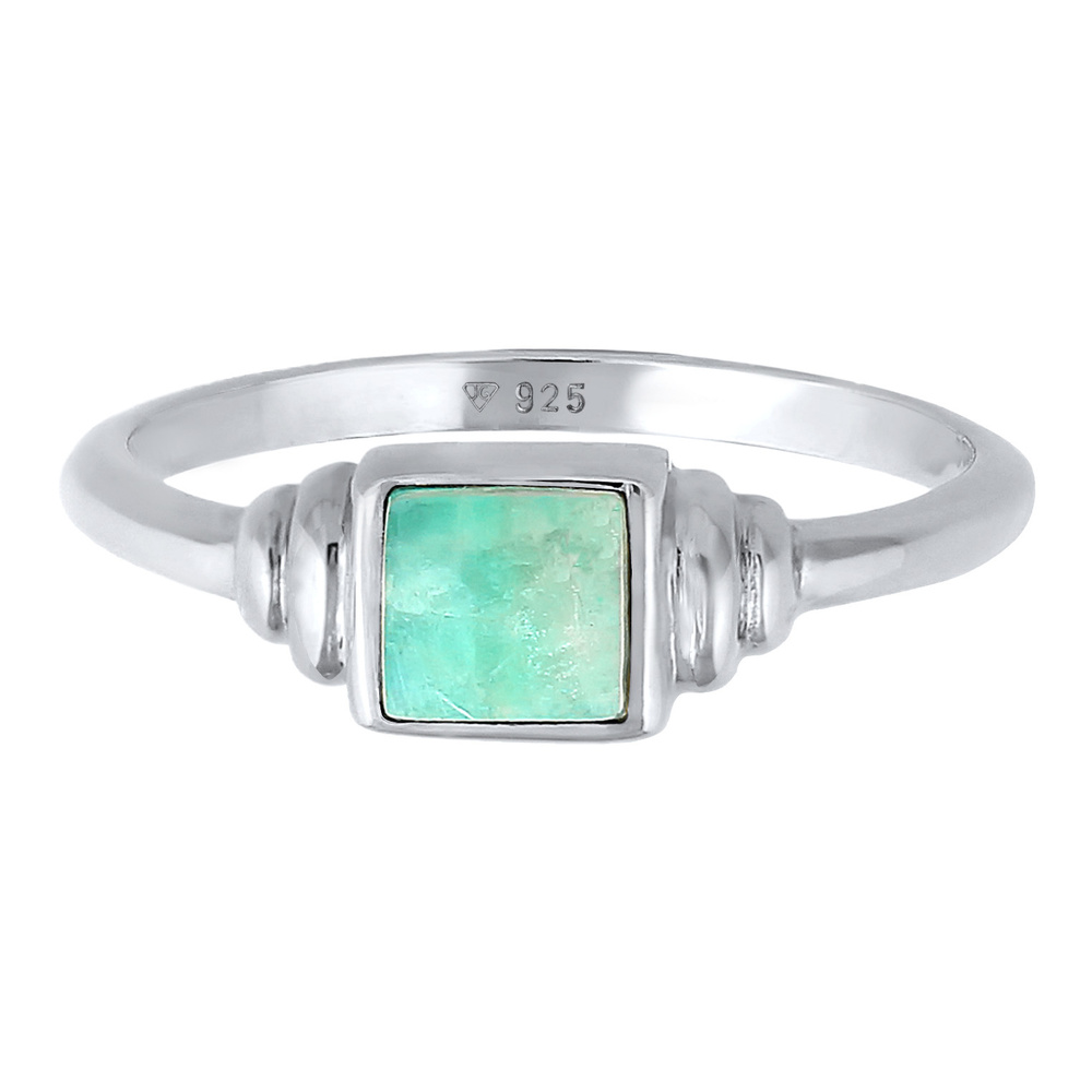 Elli PREMIUM Elli PREMIUM Bague Femmes Solitaire Vintage Carré Simple avec Amazonite en Argent Bague