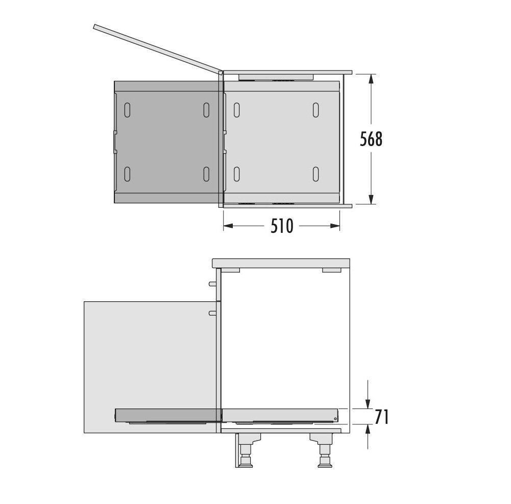 Hailo Auszug, für 60 cm Unterschrank mit Drehtür
