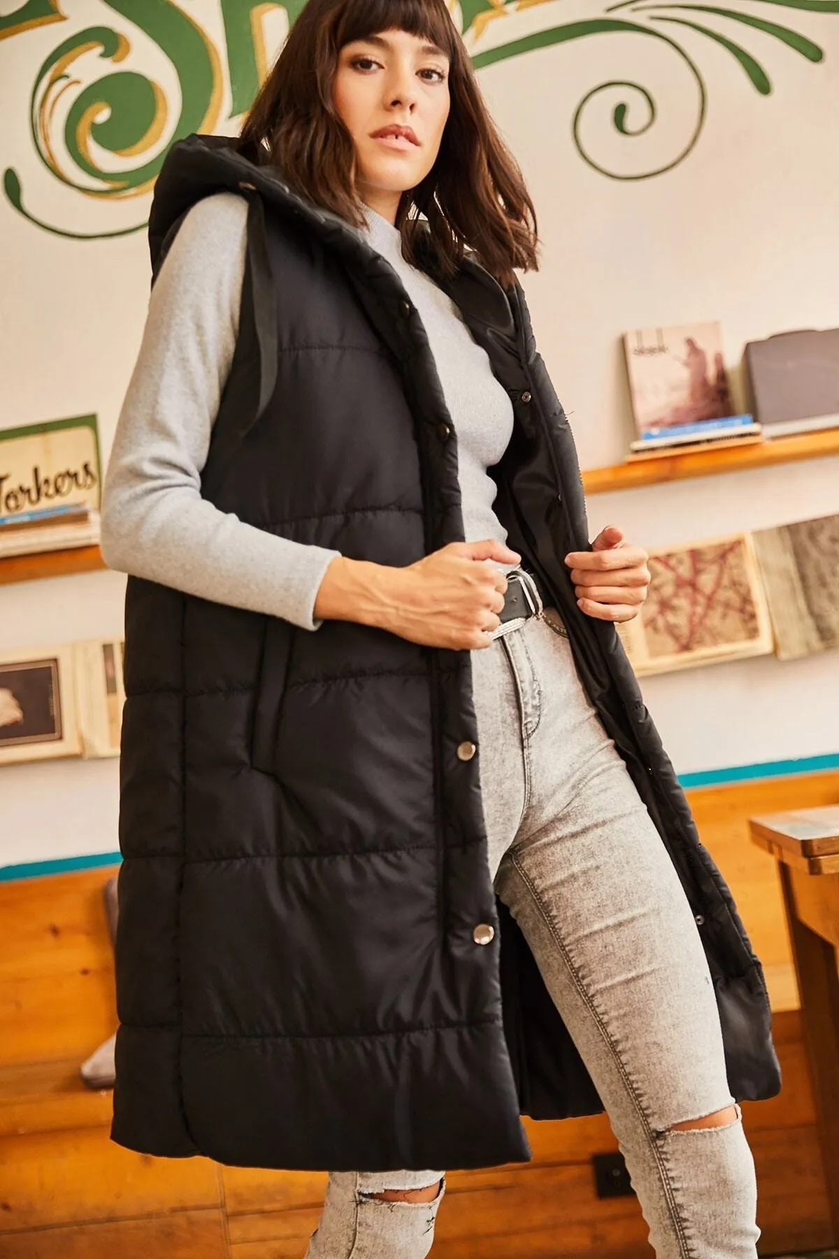 Olalook  Weste - Schwarz - Puffer