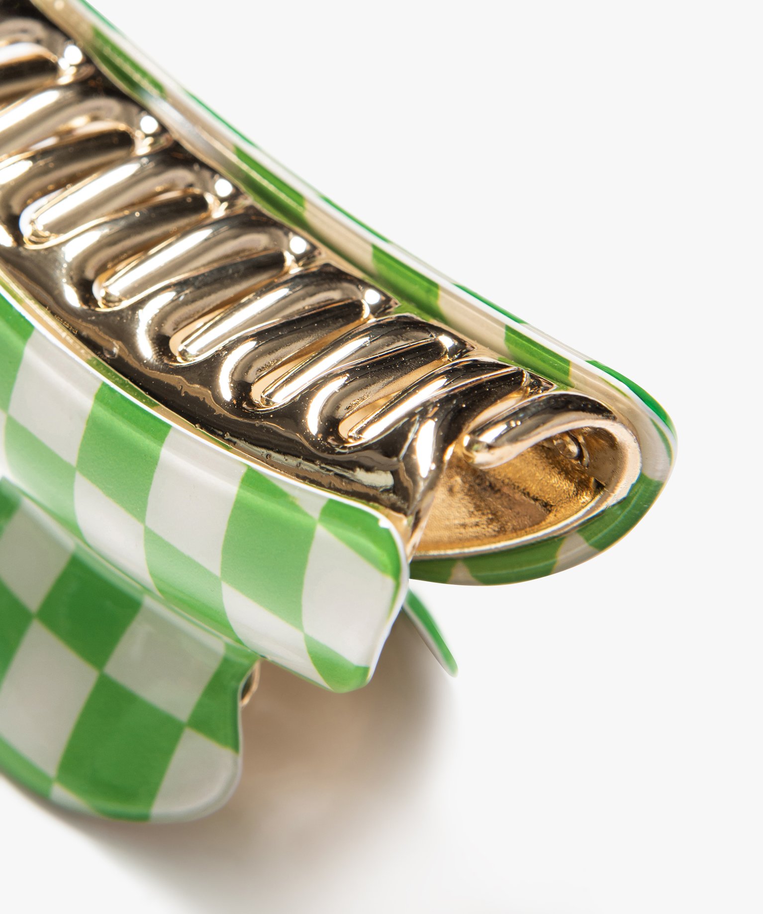 Pince crabe pour les cheveux à motif damier femme vert | GEMO