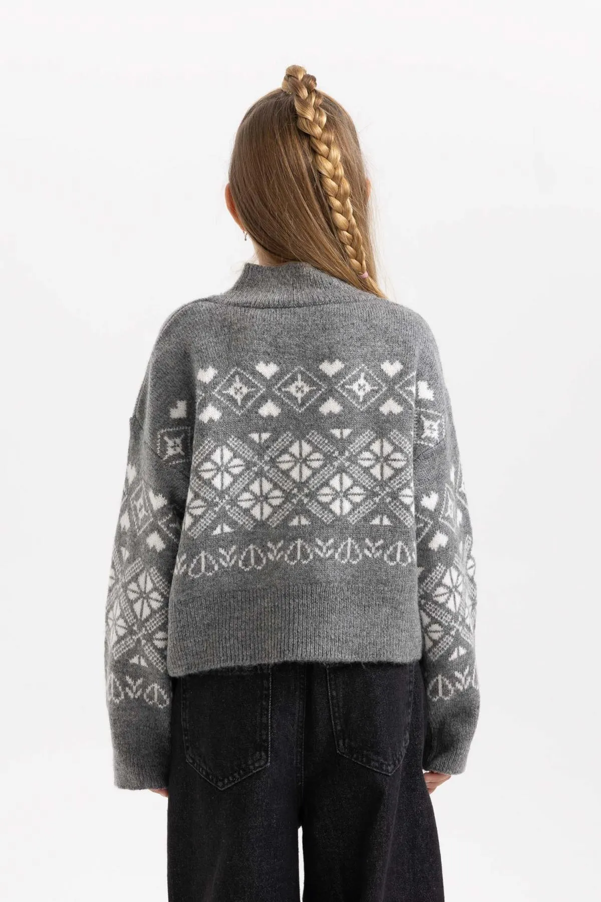 DeFacto  Mädchenpullover mit Rundhalsausschnitt und Neujahrsmotiv