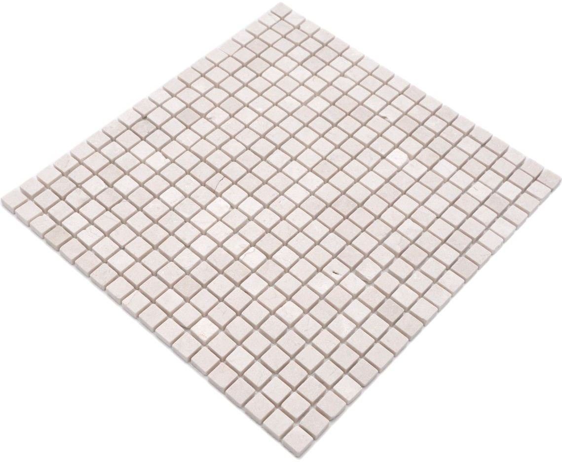 Mosani Bodenfliese Marmor Mosaik Steine Naturstein creme hellbeige mini Quadrat
