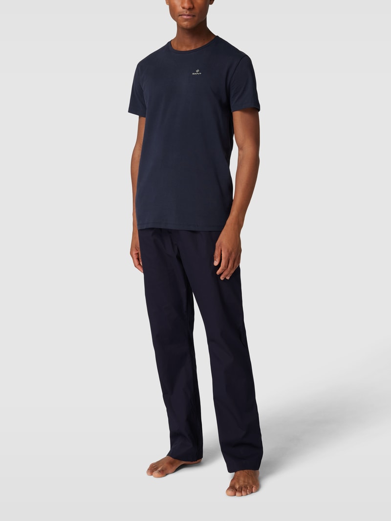 Pyjama mit Label-Stitching in dunkelblau