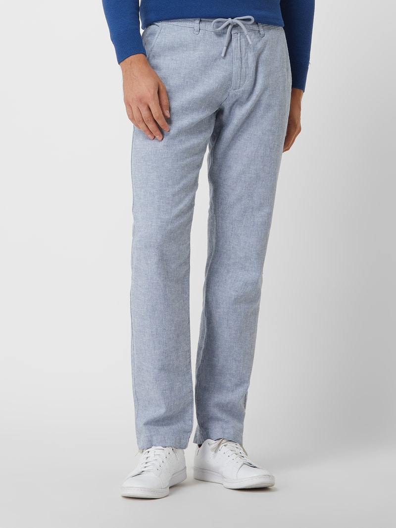 Regular Fit Hose aus Leinenmischung in bleu