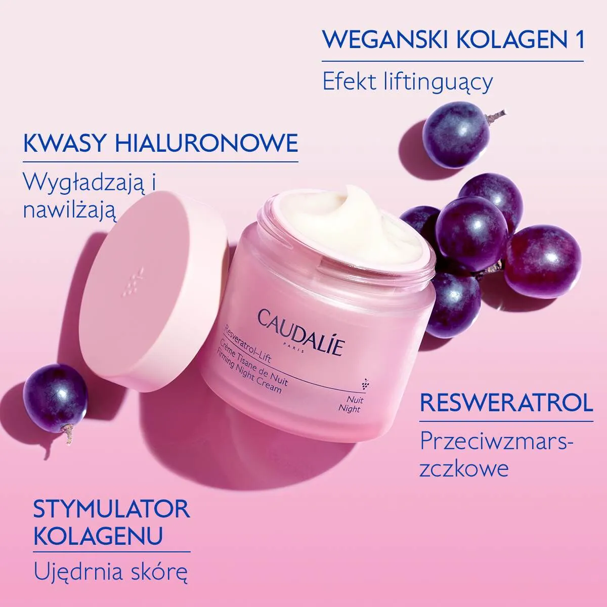Caudalie resveratolio pakėlimo naktinis kremas
