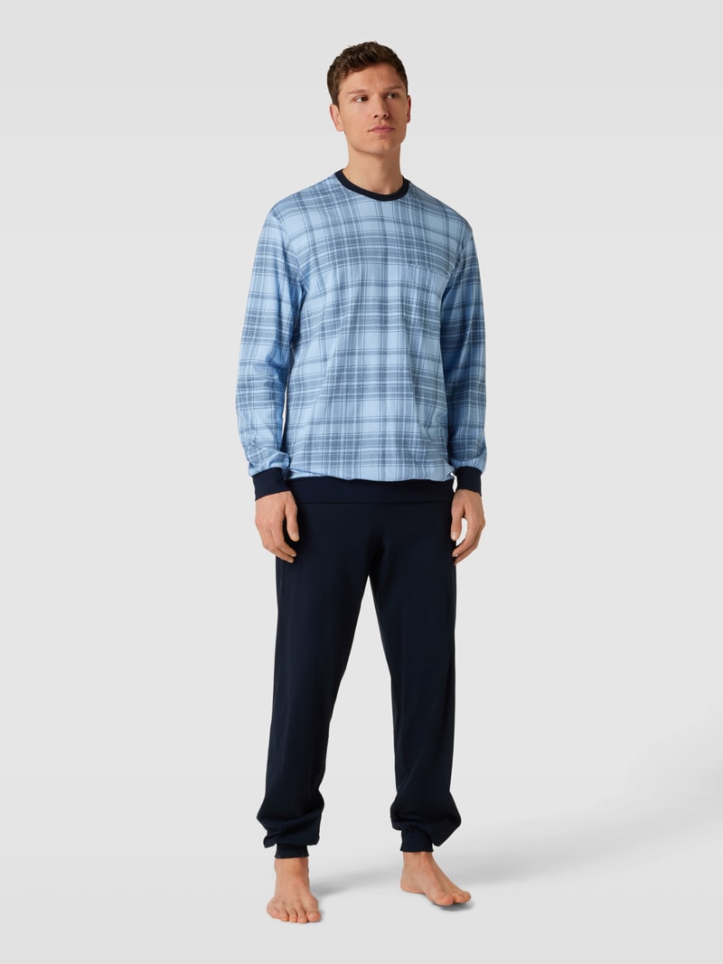 Pyjama mit Tartan-Karo in hellblau