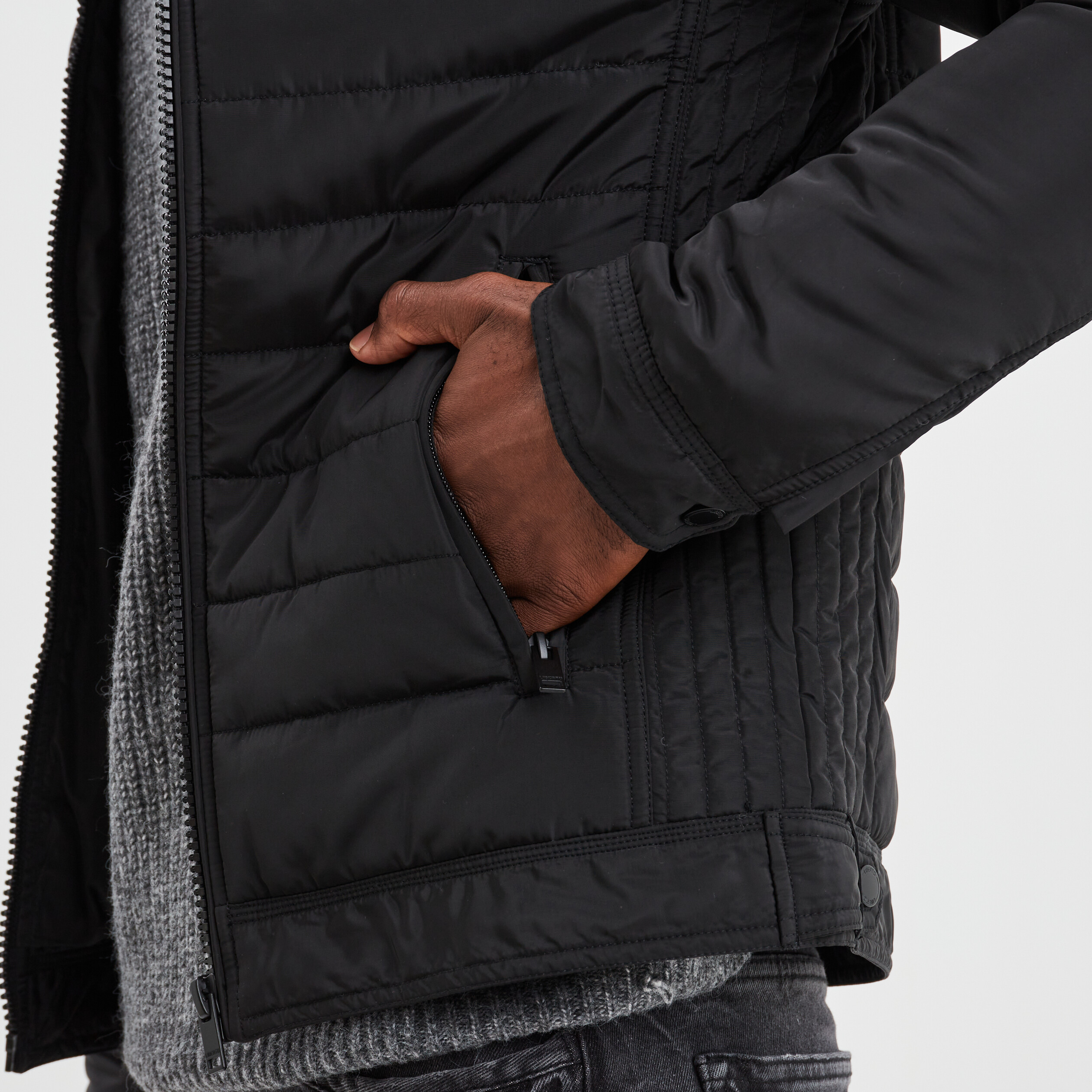 Blouson droite zippée noir homme | La Halle