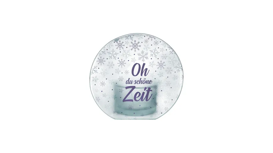 GILDE Glas Teelichthalter Weisheit Schöne Zeit ⌀10cm lila