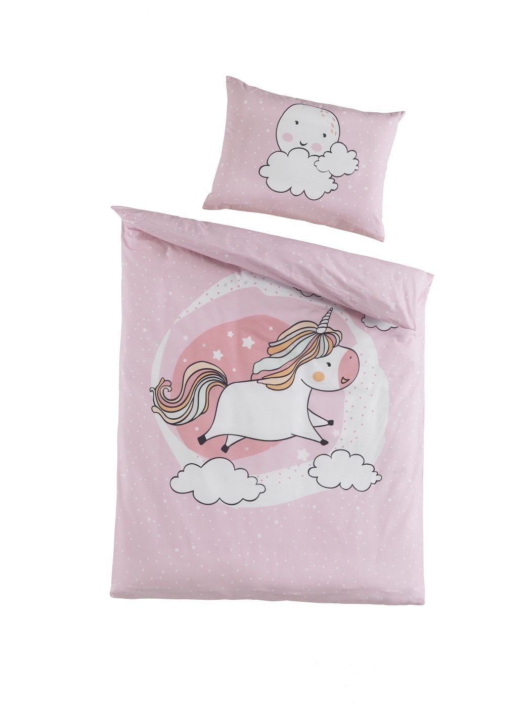 Babybettwäsche Bettwäsche 100 cm x 135 cm Pummel Einhorn rosa, soma, Baumwolle, 2 teilig, baby bettwäsche set 100x135 sale bettwäsche baby 100x135