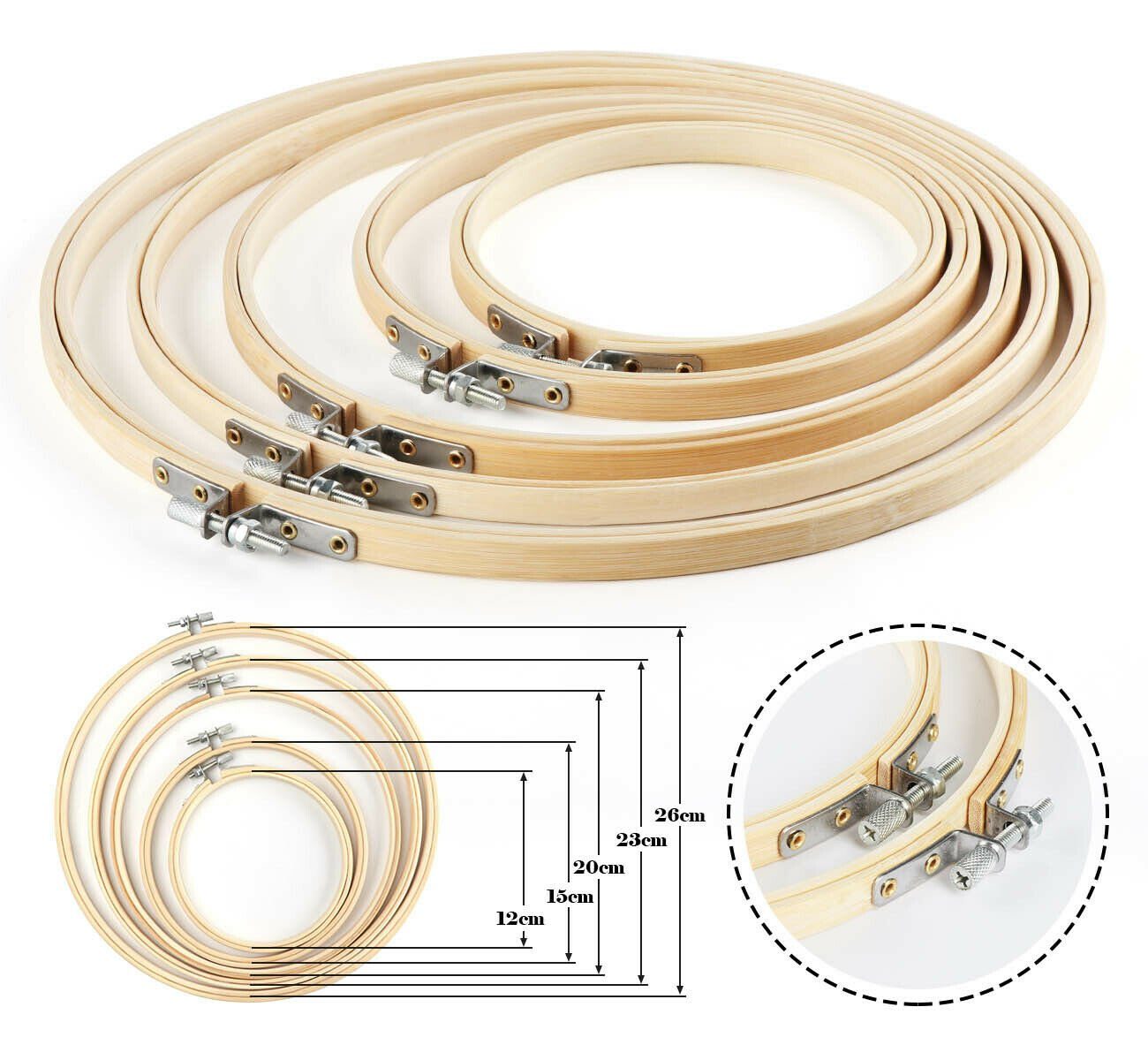Homewit Stickerei Starter Nähnadeln Set Kreuzstich Tool Basteln Crafts Floss Bastelgarn, (100-St), 100 Farbfäden, 2 Tuch, 5 Bambus Stickrahmen