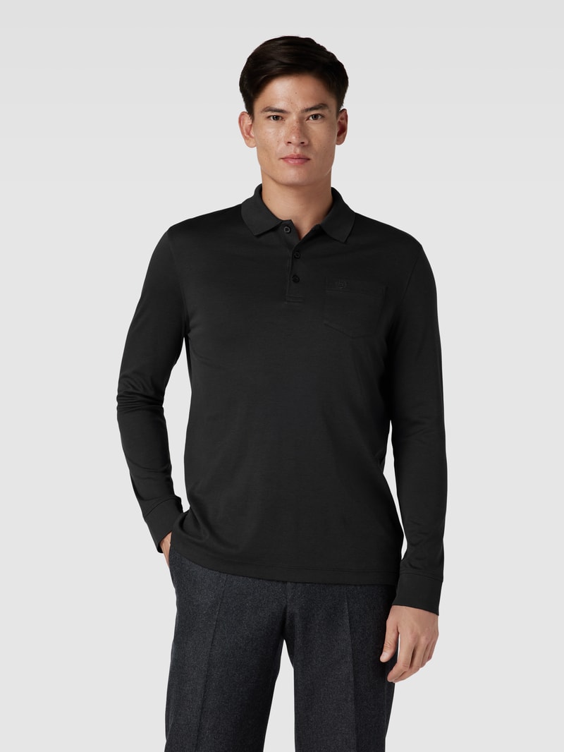 Poloshirt mit Brusttasche in dunkelgrau