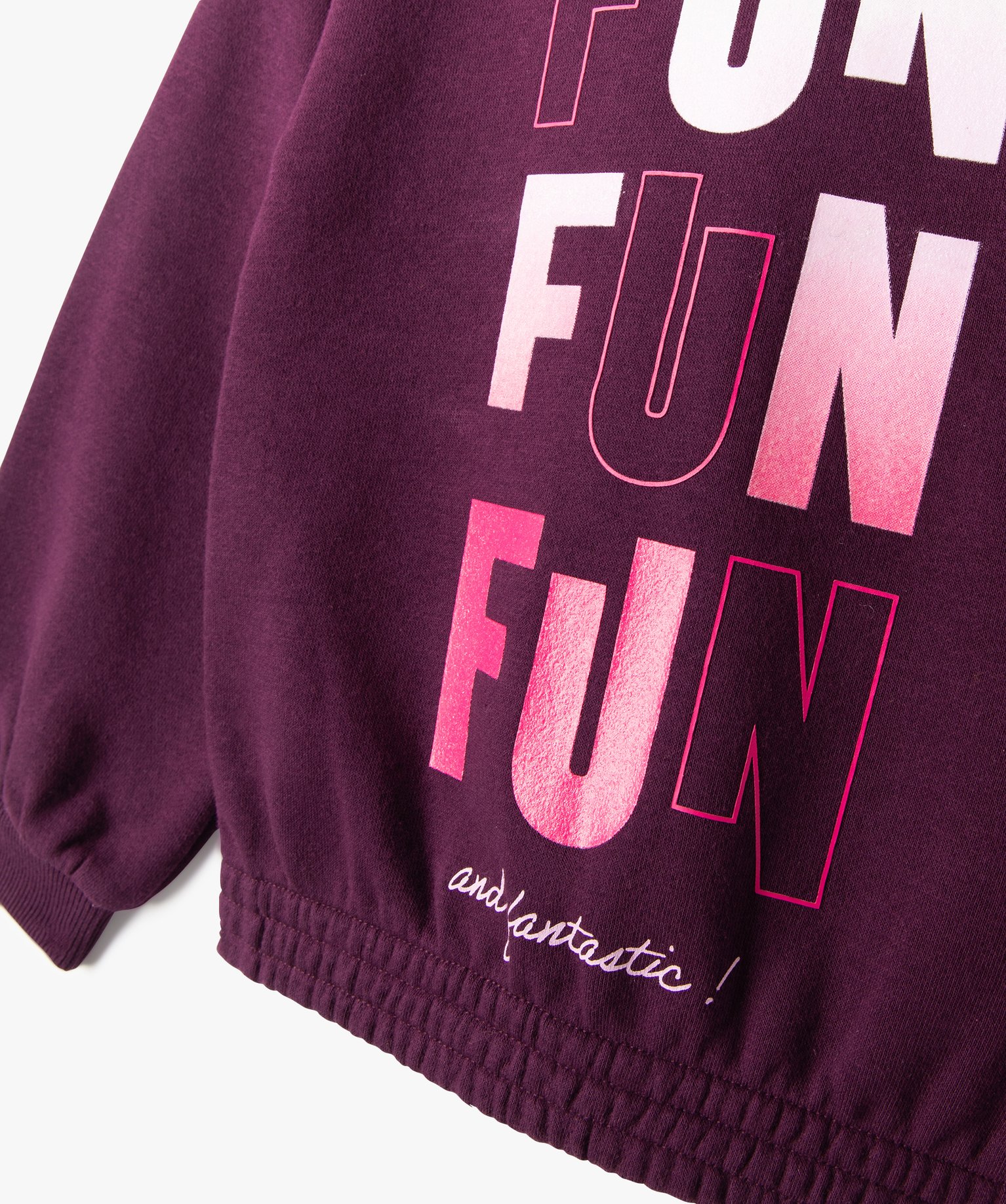 Sweat fille à capuche avec inscription scintillante rouge fonce | GEMO