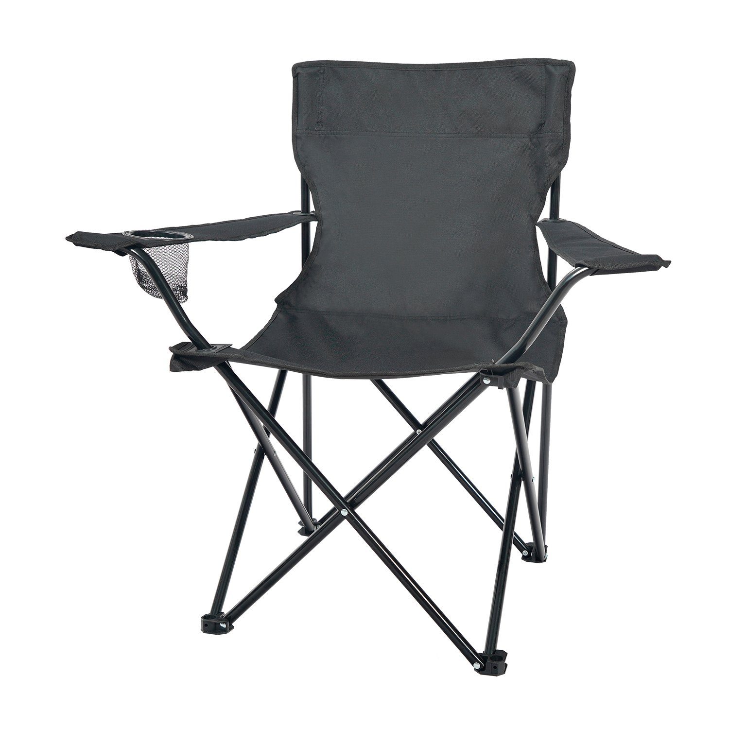 24Move Campingstuhl 24MOVE® Campingstuhl faltbar,Anglerstuhl,Liegestuhl mit Getränkehalter (bis max. 100 kg), mit Tragetasche, schwarz, Klappstuhl, bis 100kg belastbar