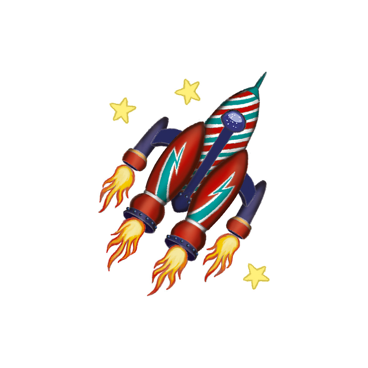 Mini-Tattoos Rakete & Planeten, 24 Stück