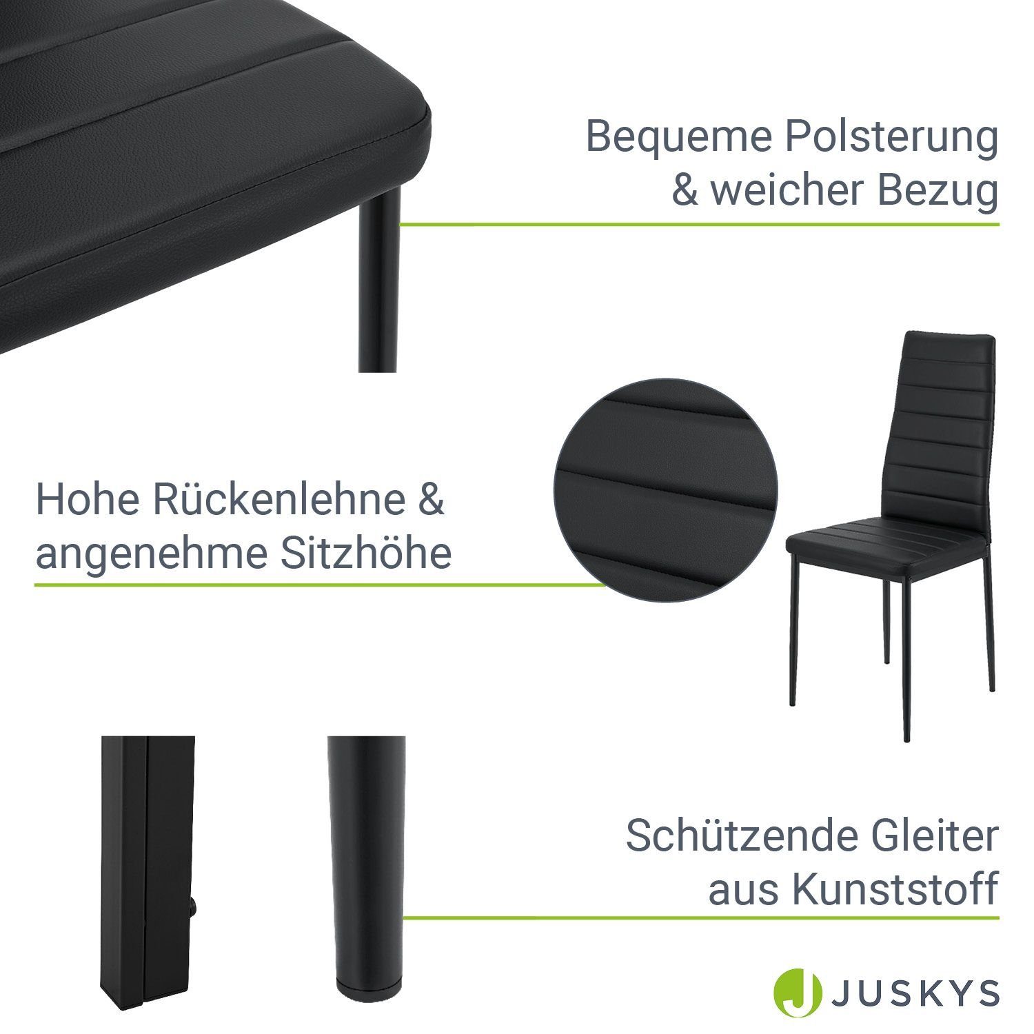 Juskys Essgruppe Dalya, (5-tlg), großer Esstisch, modern, einzigartiger Sitzkomfort