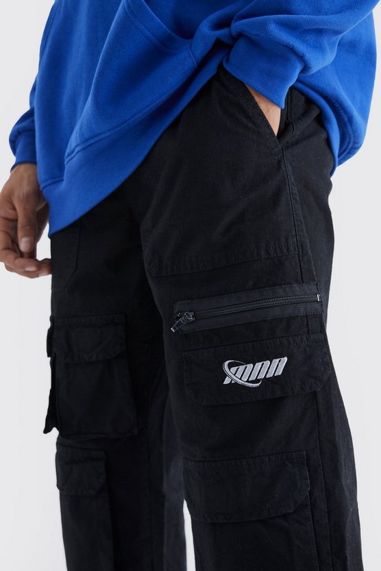 Lockere Cargo-Hose mit Stickerei