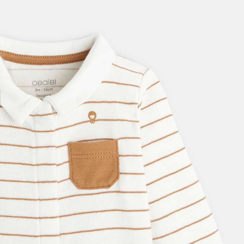 Body rayé col polo marron naissance