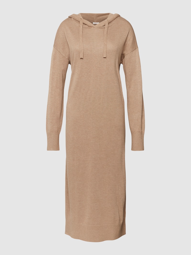 Sweatkleid mit Kapuze in sand meliert