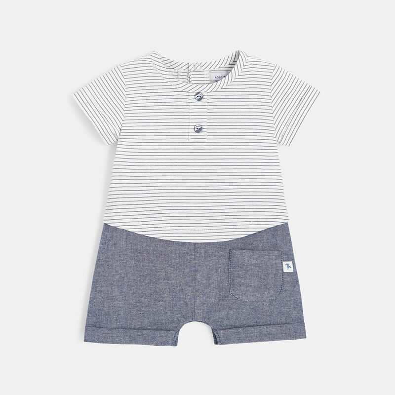Combinaison effet 2 en 1 bébé garçon en coton bleu Absorba