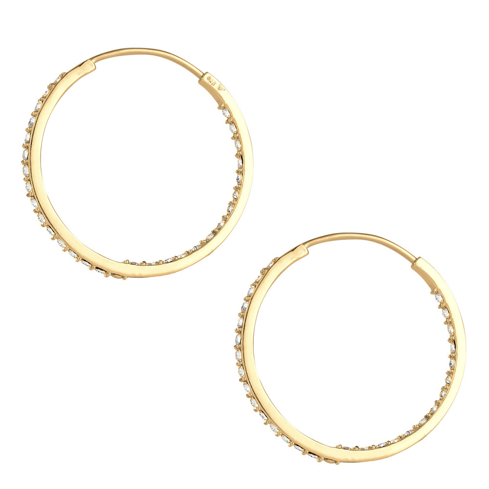 Elli Elli Boucles d'Oreilles Femmes Créoles Étincelantes avec Cristaux en Argent Sterl Boucles d'oreilles