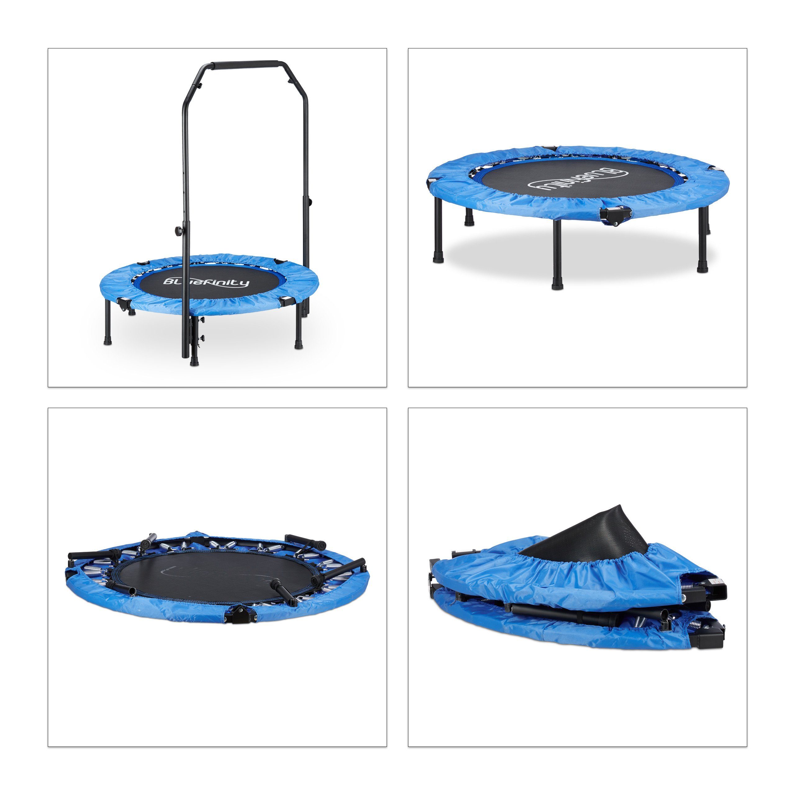relaxdays Gartentrampolin Trampolin mit Stange und Expandern